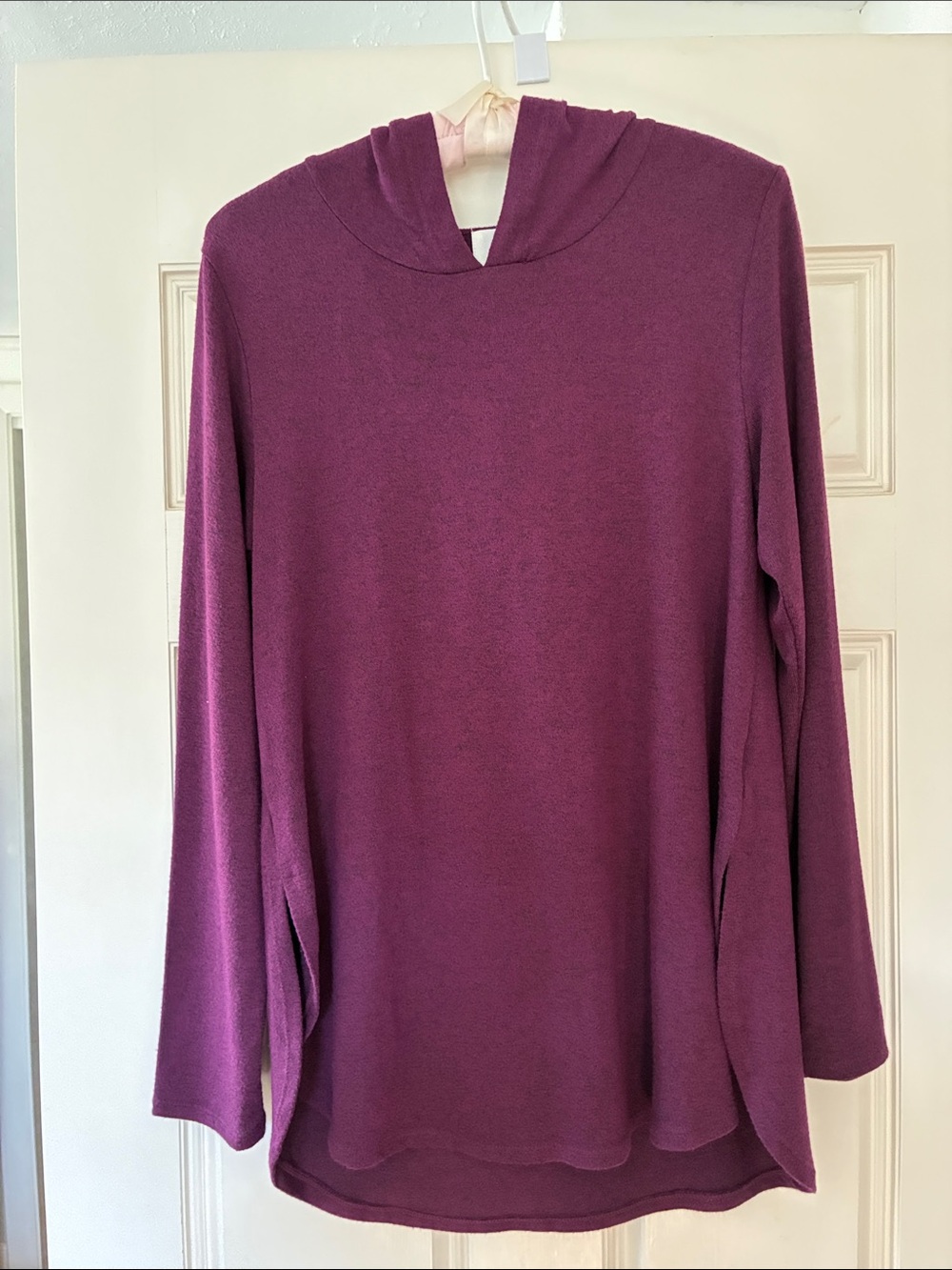 Alfani Plum Hooded Long Sleeve Tunic Sweatshirt